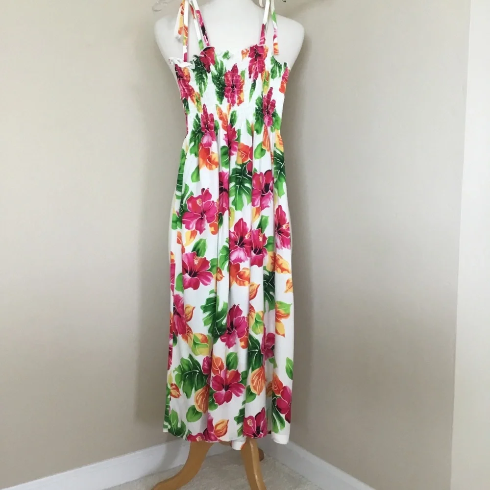Two Palms Hawaiian Print Dress Made in Hawaii One Size Fits All - Picture 1 of 6